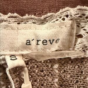 A'Reve Lace-Trim Knit Top in Beige and Cream in size small